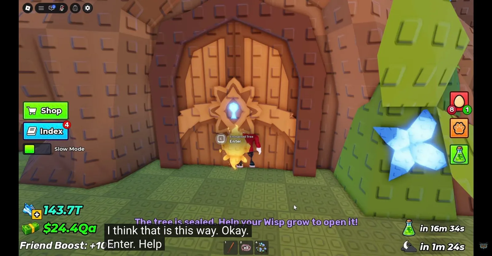 Owlzo gameplay frame at 2:25: Return to the sealed tree